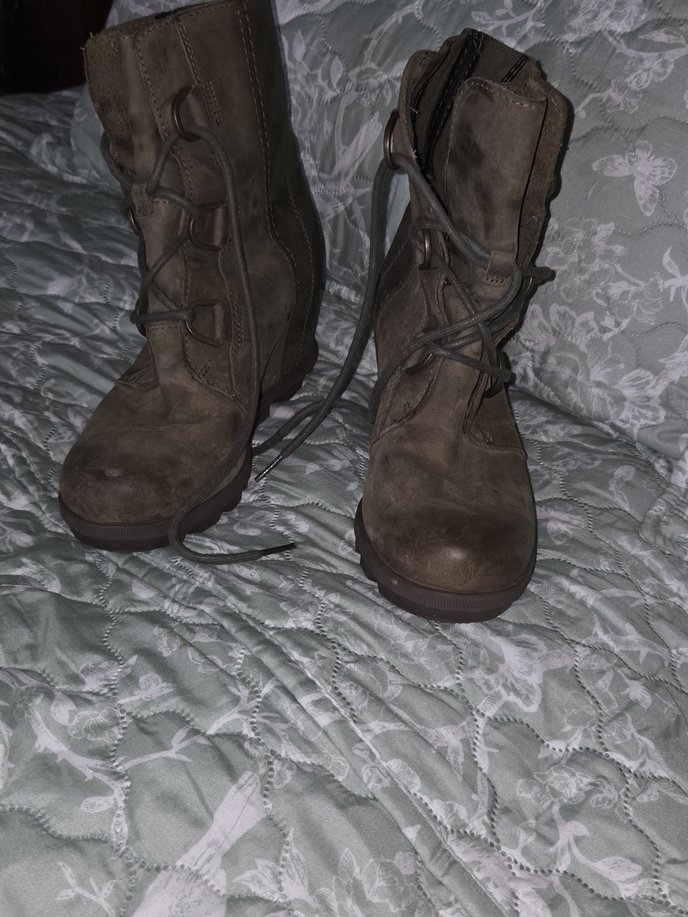 Sorel Brown Suede Lace-Up Combat Boots